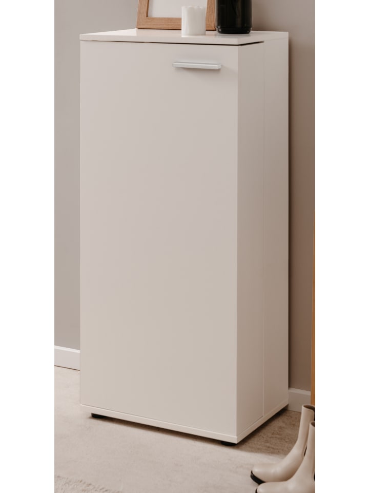 Schuhschrank weiß 50 cm, Schuhkommode aufklappbar für 12 Paar Schuhe