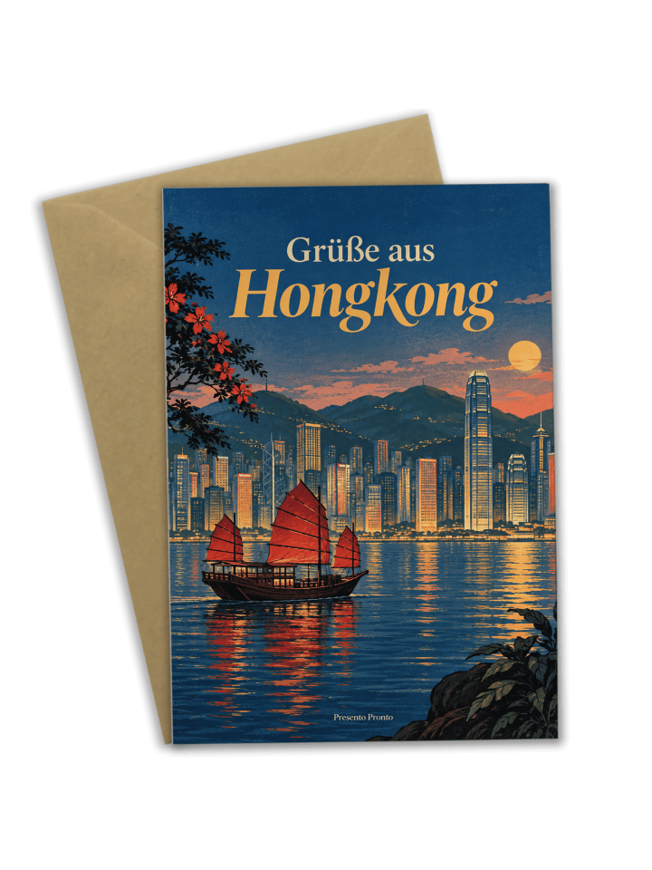 Grußkarte Hafen elegant Design mit Spruch in Weiß