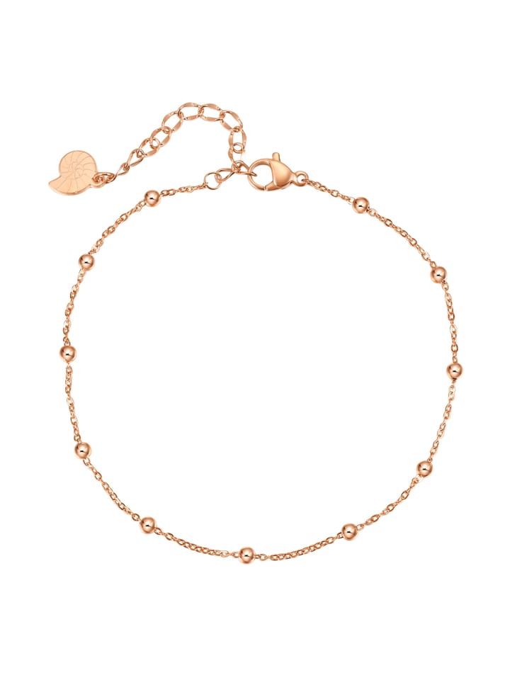 Vergold. Fußkette Kugel Edelstahl in Rosegold - (L) 21-26 cm