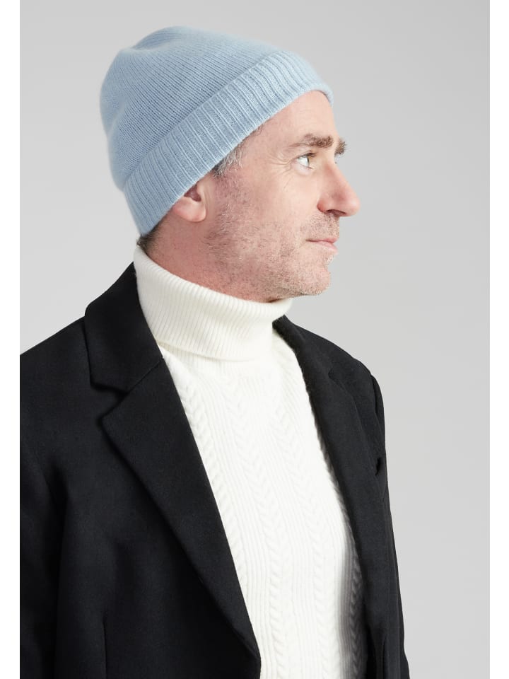 Kaschmir-Herren Sports Beanie in pastel blue melange