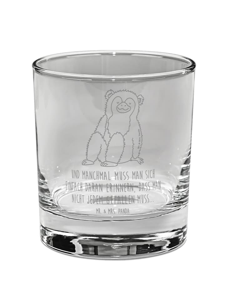 Whiskeyglas Affe mit Spruch in Transparent