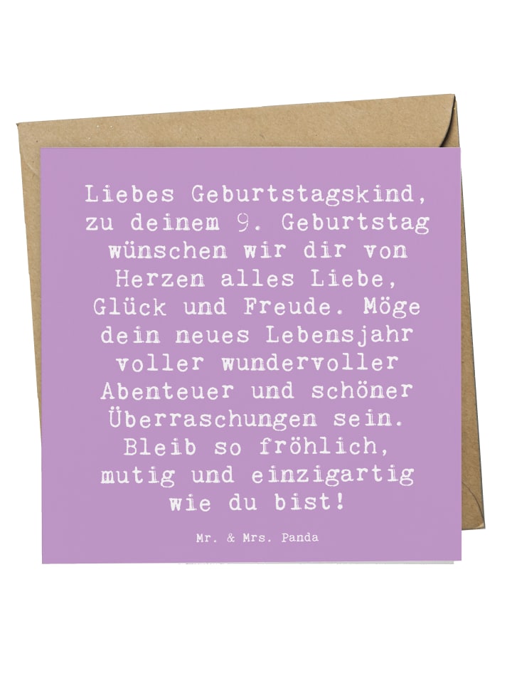 Grußkarte Spruch 9. Geburtstag Glück mit Spruch in Lavendeltraum