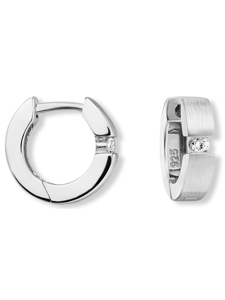 Zirkonia Ohrringe Creolen aus 925 Silber in silber