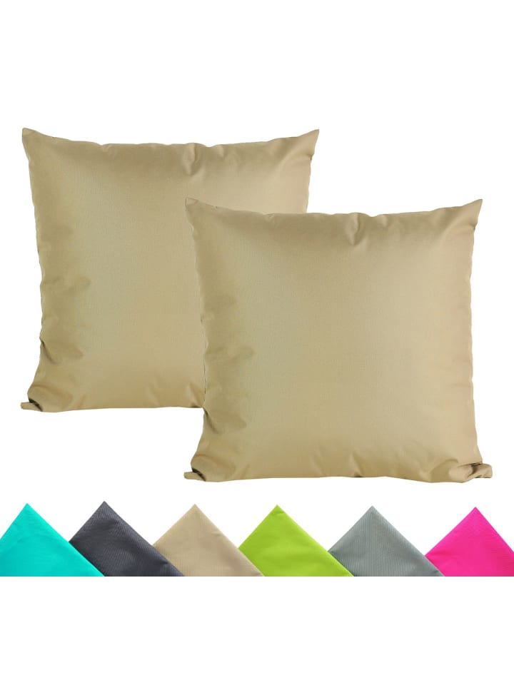 2er Set Outdoor Kissenhülle 40x40cm Uni in Taupe