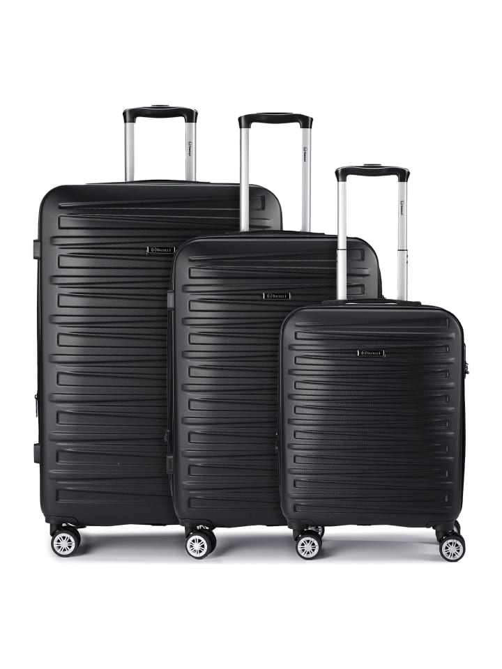 5493 4 Rollen Kofferset 3-teilig mit Dehnfalte schwarz