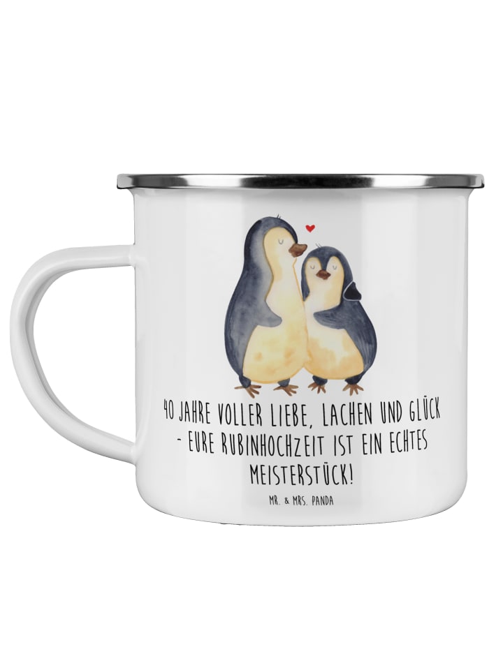 Henkelbecher 40. Hochzeitstag Rubinhochzeit mit... in Weiß