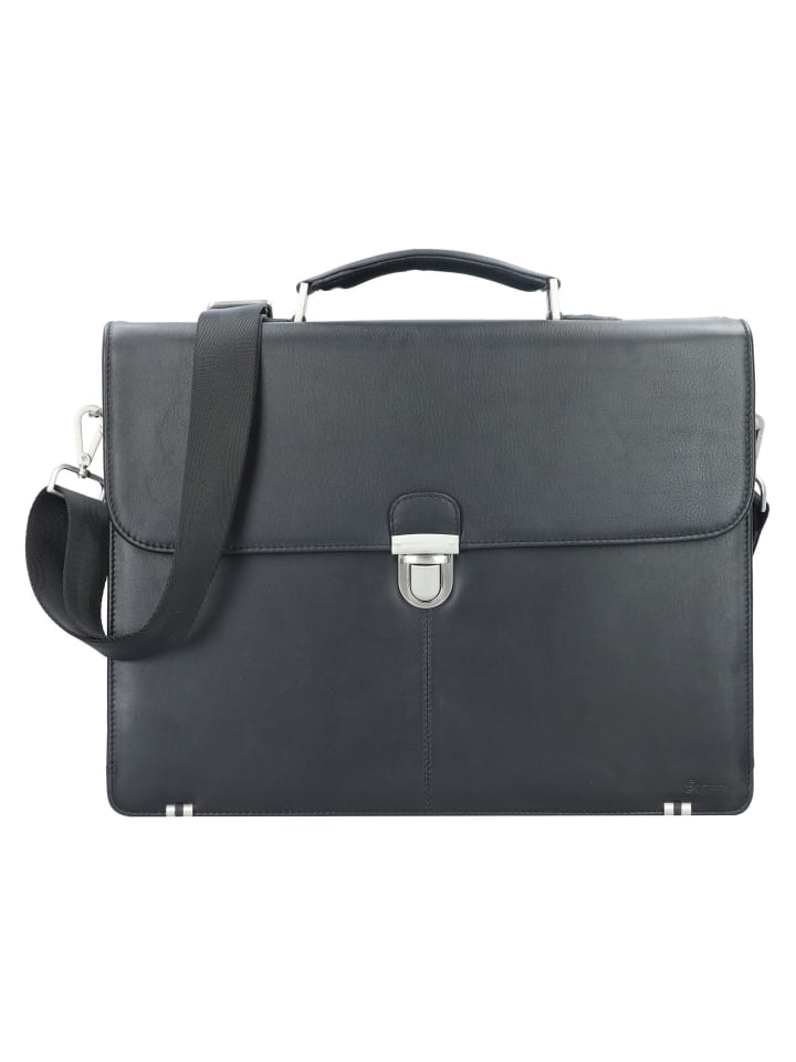 Oxford Aktentasche Leder 41 cm Laptopfach schwarz