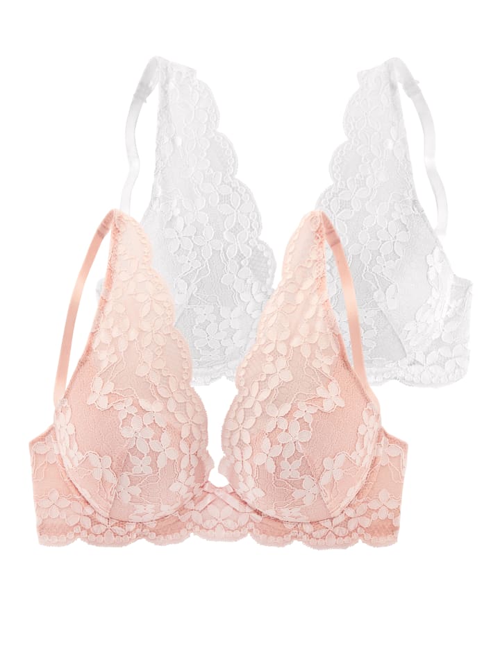 Push-up-BH in apricot + weiß