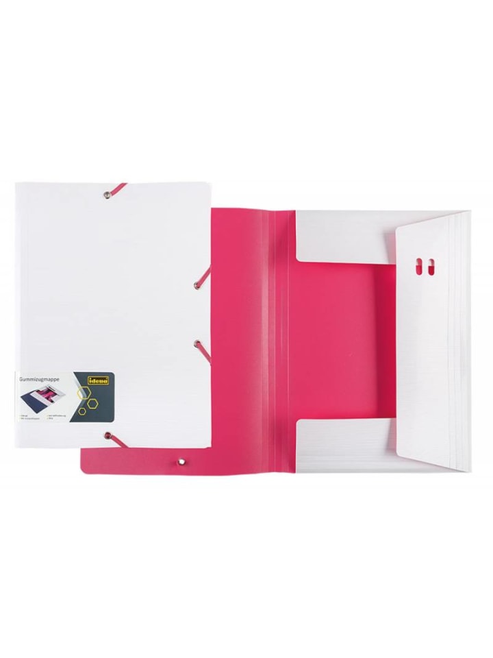 Gummizugmappe PP A4 - weiß / pink