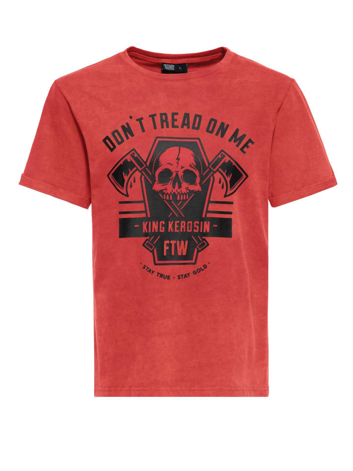 King Kerosin Print T-Shirt Don't Tread On Me in rot