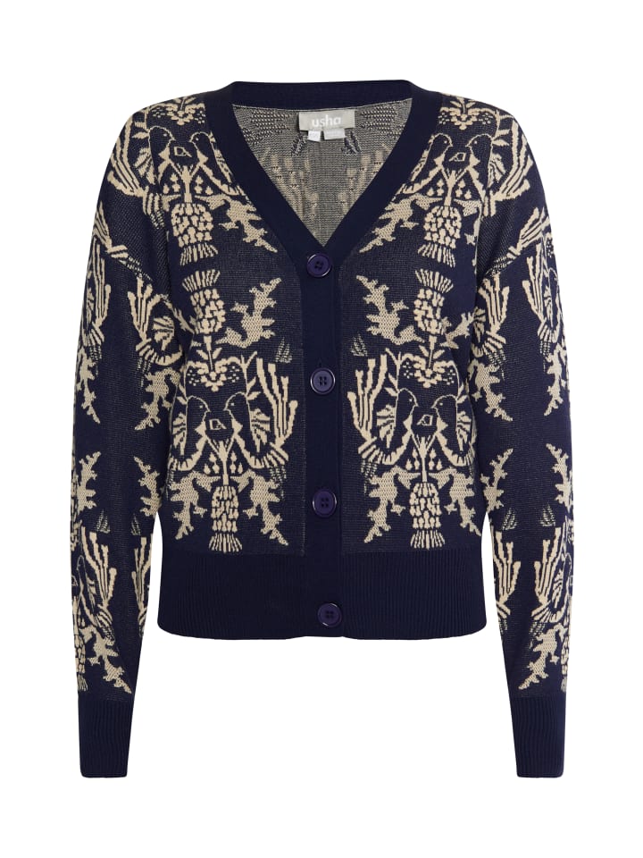 Damen Strickcardigan in Marine Creme