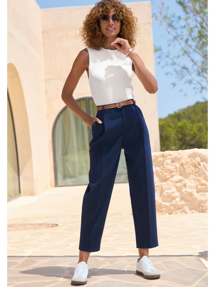Bundfaltenhose in marine