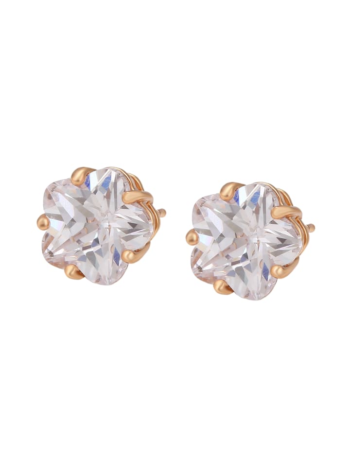 Women Stud Earrings in Rose Gold White