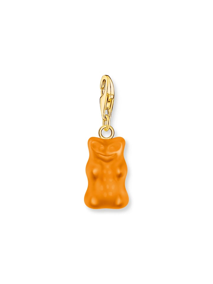 Charm Goldbär Orange, Vergoldet in gold, orange