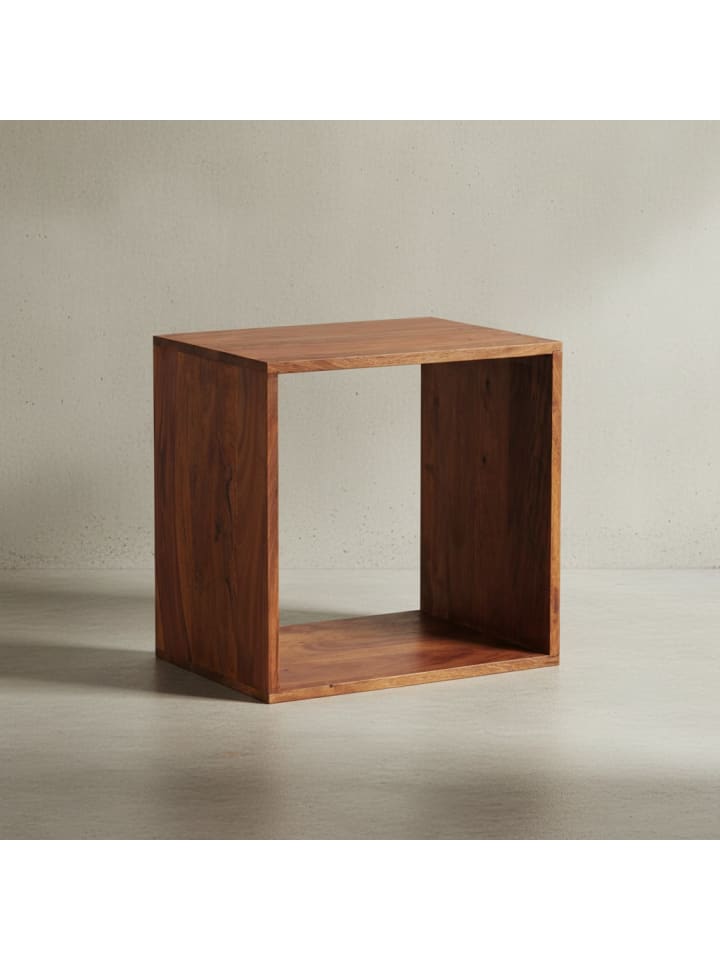 Cube Regal aus Massivholz, Beistelltisch/Bücherregal, vielseitig in Braun