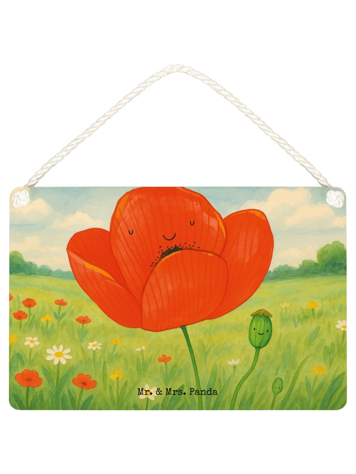 Schild Blume Mohnblume Design ohne Spruch in Weiß
