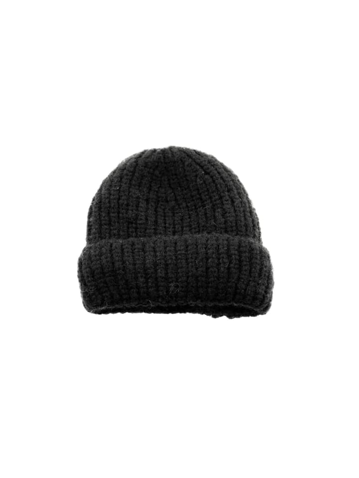 Mütze mit Strickmotiv für Erwachsene und Kinder in Schwarz