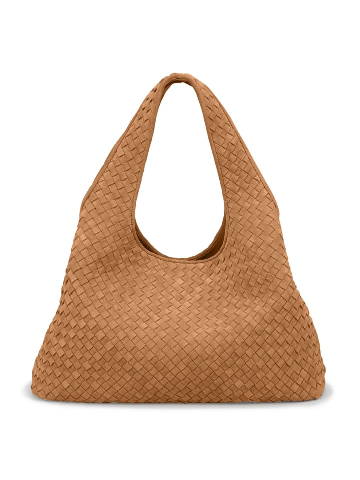 PAZ Weave Schultertasche Leder 44 cm golden brown