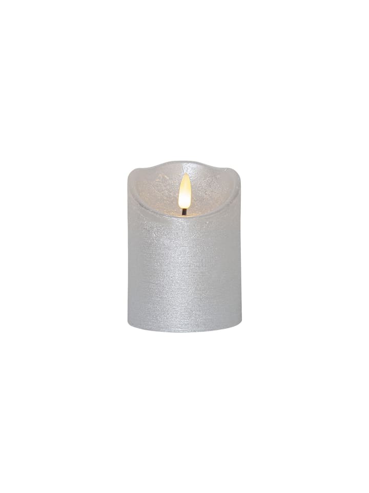 LED Echtwachskerze ,Flamme Rustic', Batterien, Timer, warmweiß flacker