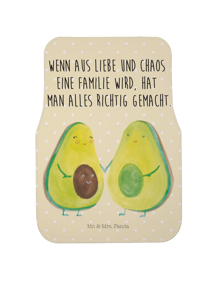Kfz-Fußmatte Avocado Pärchen mit Spruch in Gelb Pastell