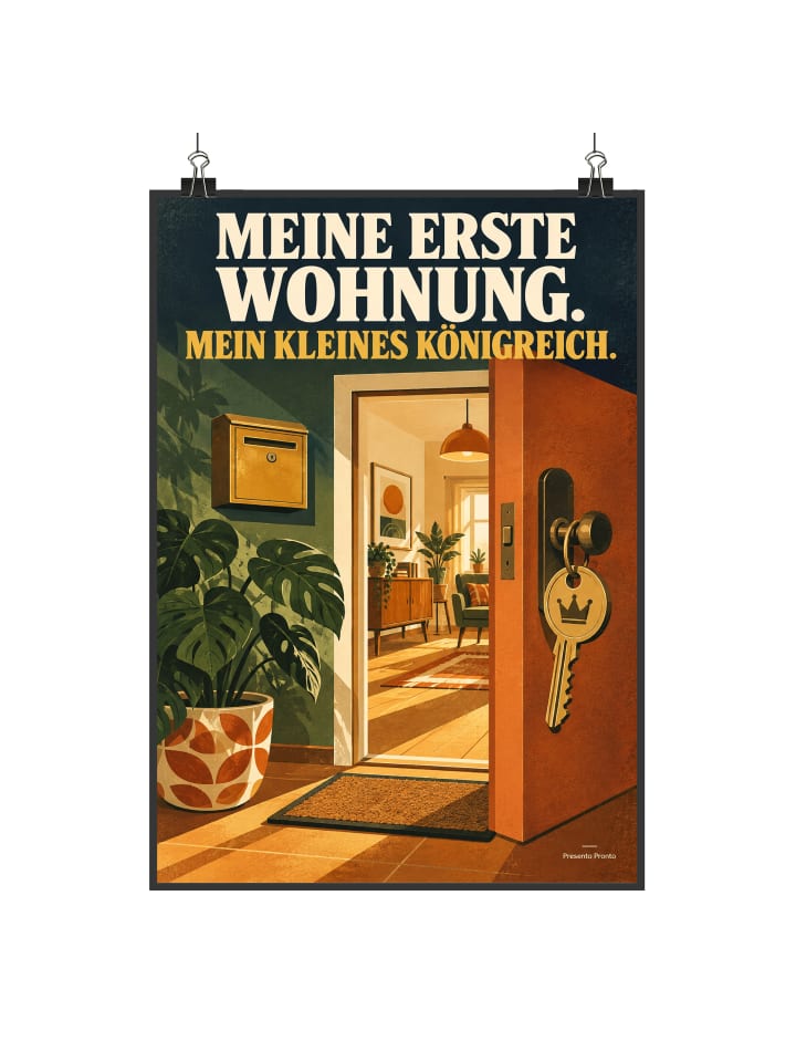 Poster Wohnung nostalgisch Design mit Spruch in Weiß