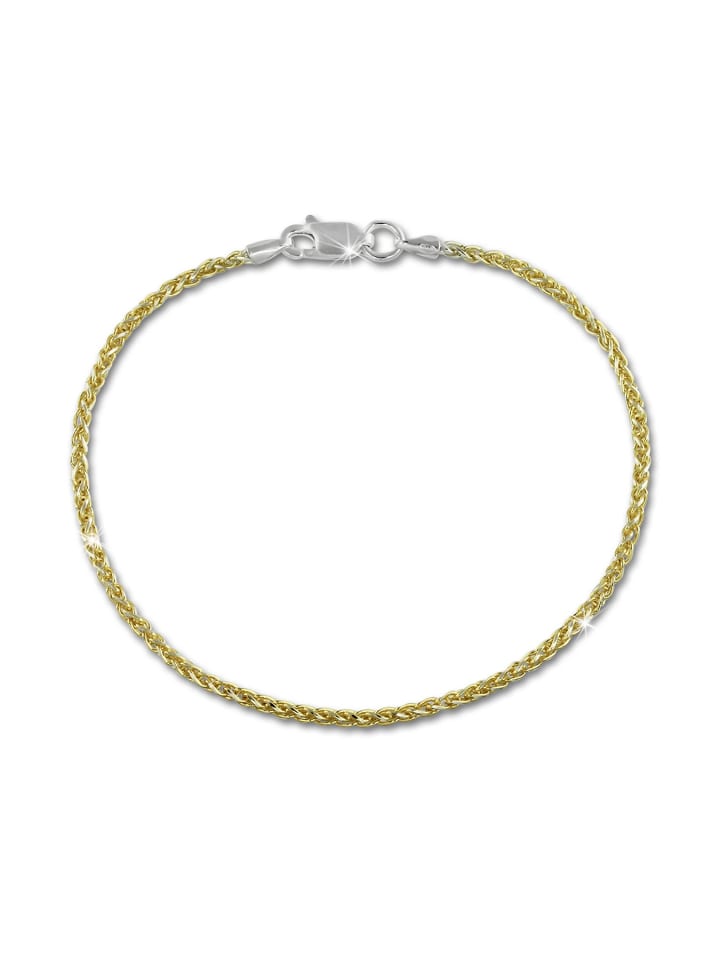 925 Silber, vergoldet (Gelbgold 333) Damen SilberDream Armbänder zopf ca. 19cm