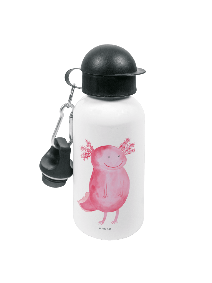 Trinkflasche Axolotl Glücklich ohne Spruch in Weiß
