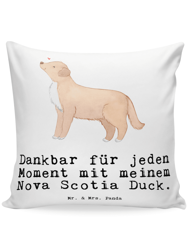 40x40 Kissen Nova Scotia Duck Moment mit Spruch in Weiß