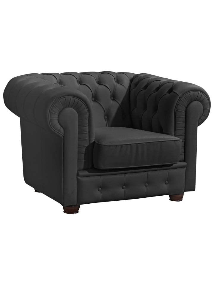 SESSEL Kalea Bezug Kunstleder Buche nussbaum dunkel / schwarz