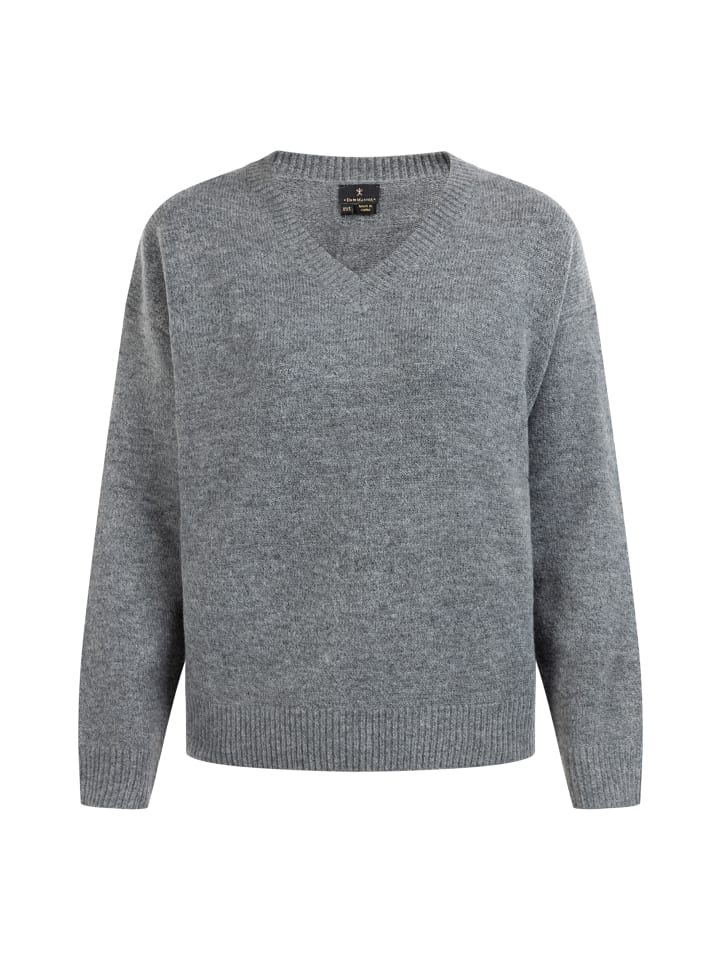 Damen Strick Pullover in Grau Melange