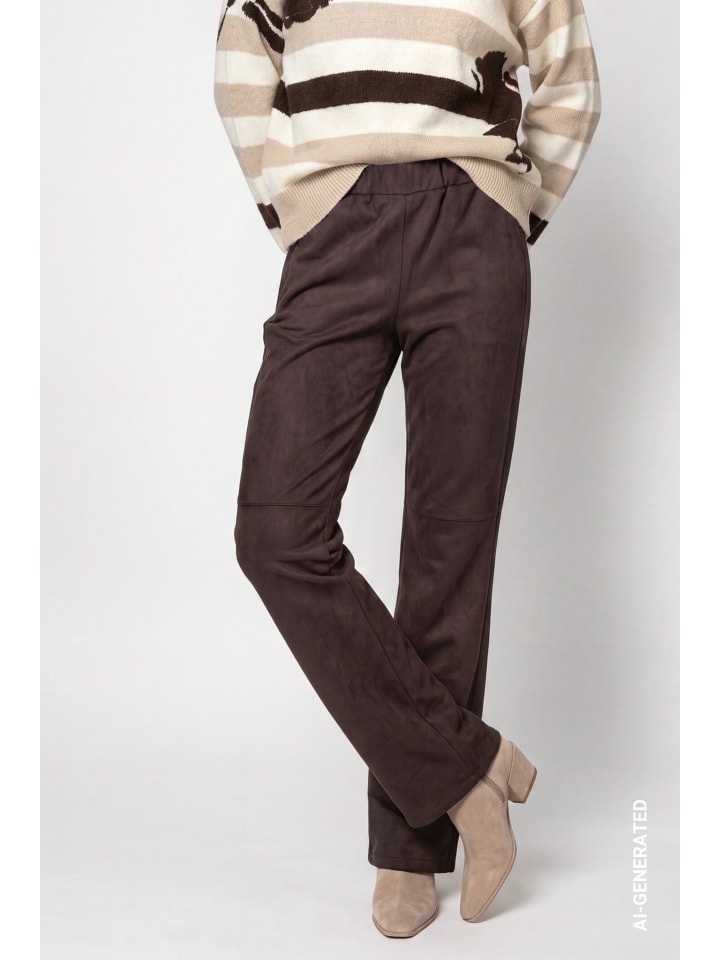 Velours Hose mit Straight Leg und Seitentaschen in Black Coffee