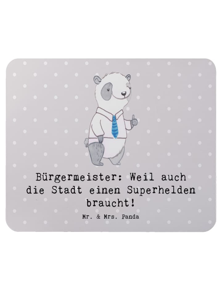 Mauspad Bürgermeister Superheld mit Spruch in Grau Pastell