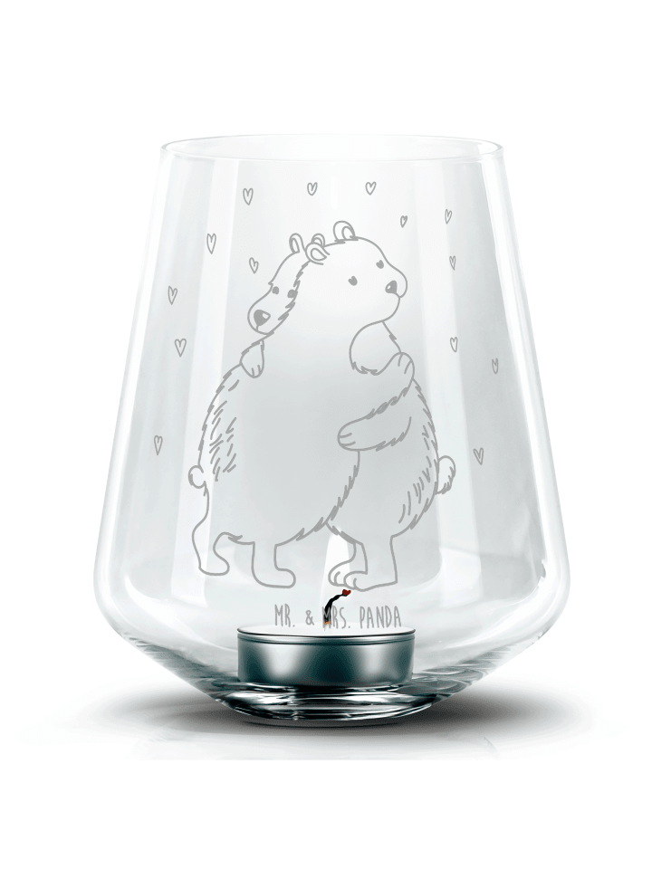 Tisch Windlicht Eisbär Umarmen ohne Spruch in Transparent