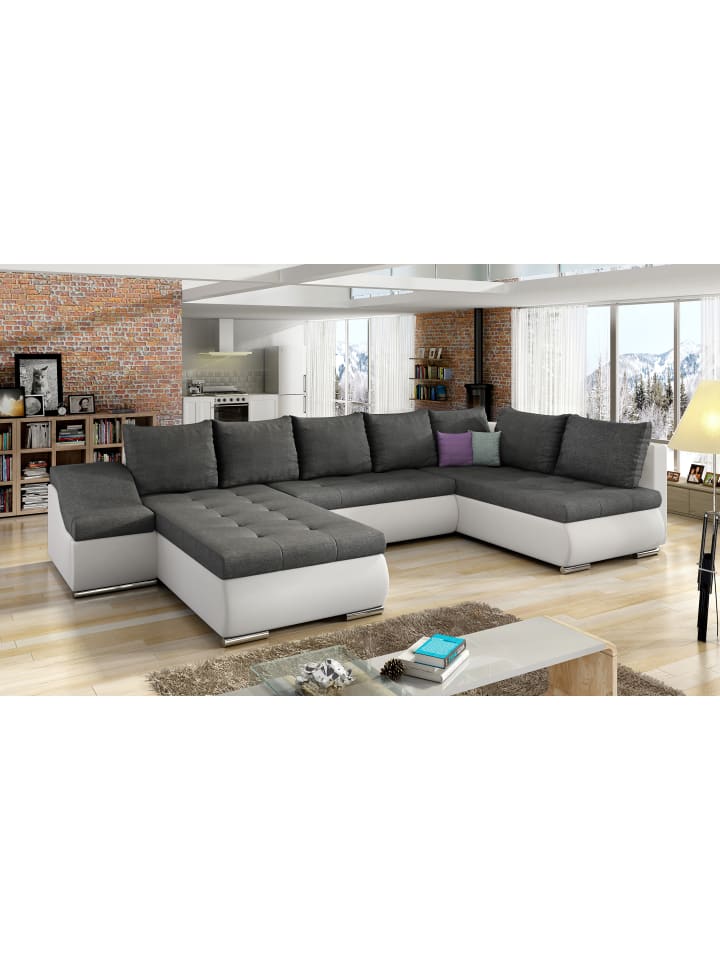 Gio Recamiere Links in Grau - (L) 190 x (B) 351 x (H) 82 cm