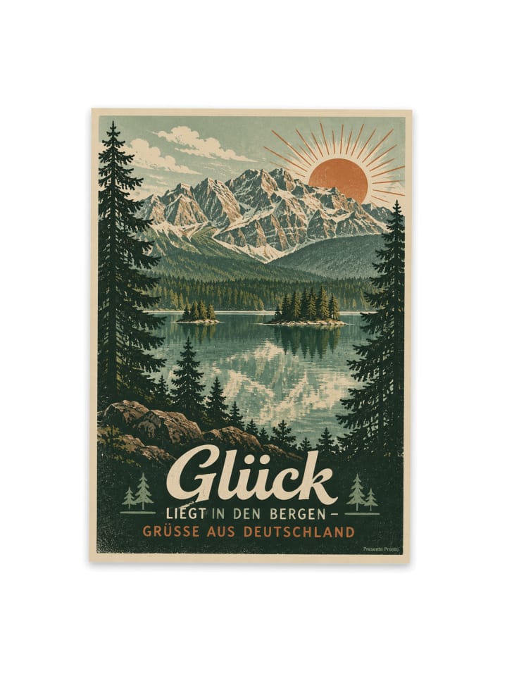 Postkarte Alpenlandschaft Sehnsuchtsvoll Design... in Weiß