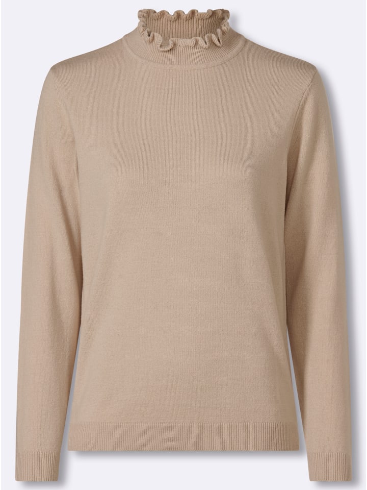 Stehkragen-Pullover in beige