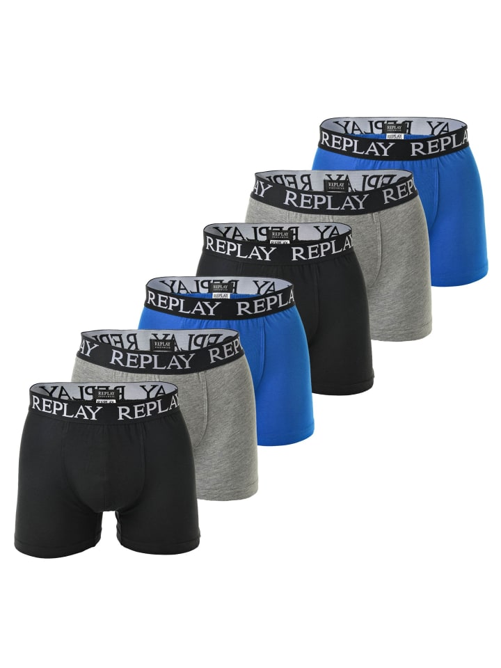 Boxershort 6er Pack in Schwarz/Grau/Blau