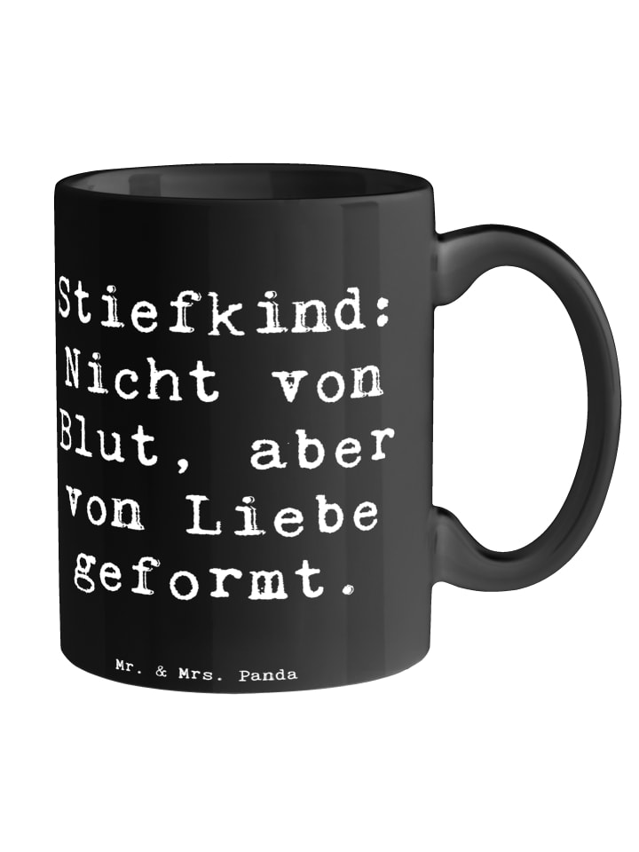 Tasse Stiefkind von Liebe mit Spruch in Schwarz