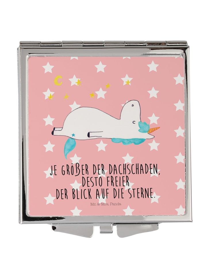 Schminkspiegel Einhorn Sternenhimmel mit Spruch in Rot Pastell