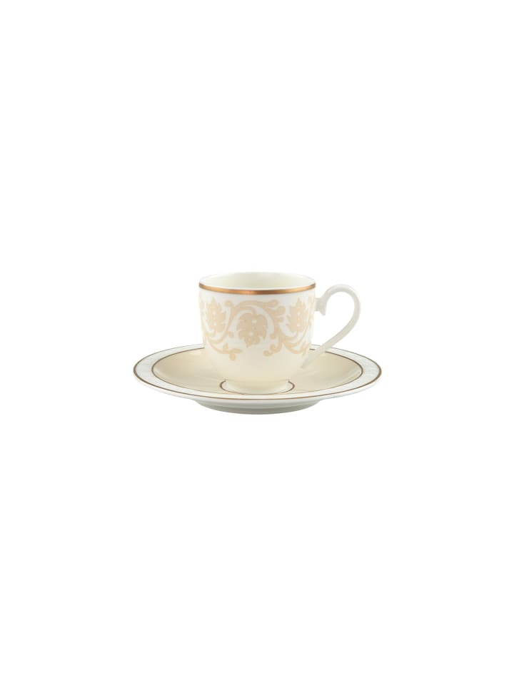 Espressotassen mit Untertassen Ivoire in 70 ml in weiß-gold