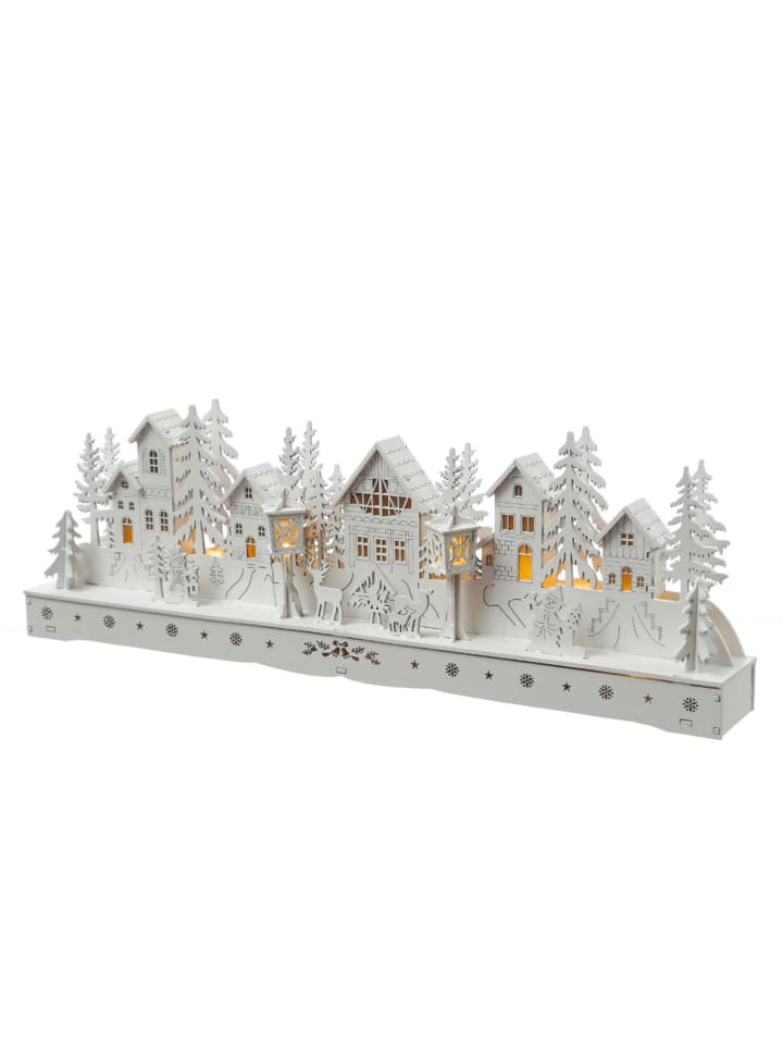 LED Weihnachtsdorf Winterlandschaft Timer L: 45cm in weiß