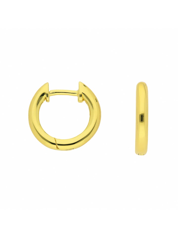 Damen 925 Silber Ohrringe / Creolen Ø 13,5 mm in vergoldet