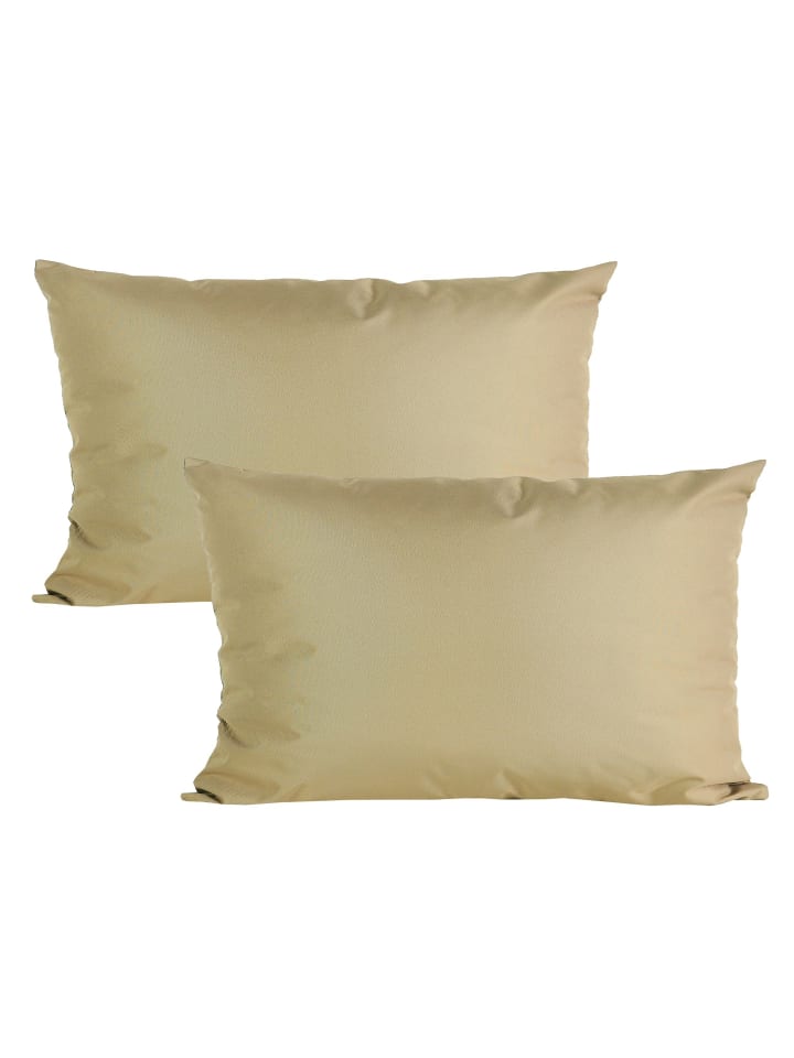 2er Set Outdoor Kissenhülle 30x50cm Uni in Taupe