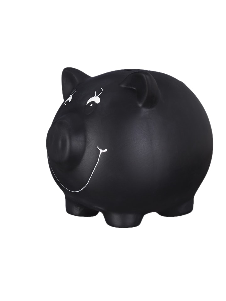 2x Sparschwein in Schwarz - (B)17 x (H)14 x (T)13 cm