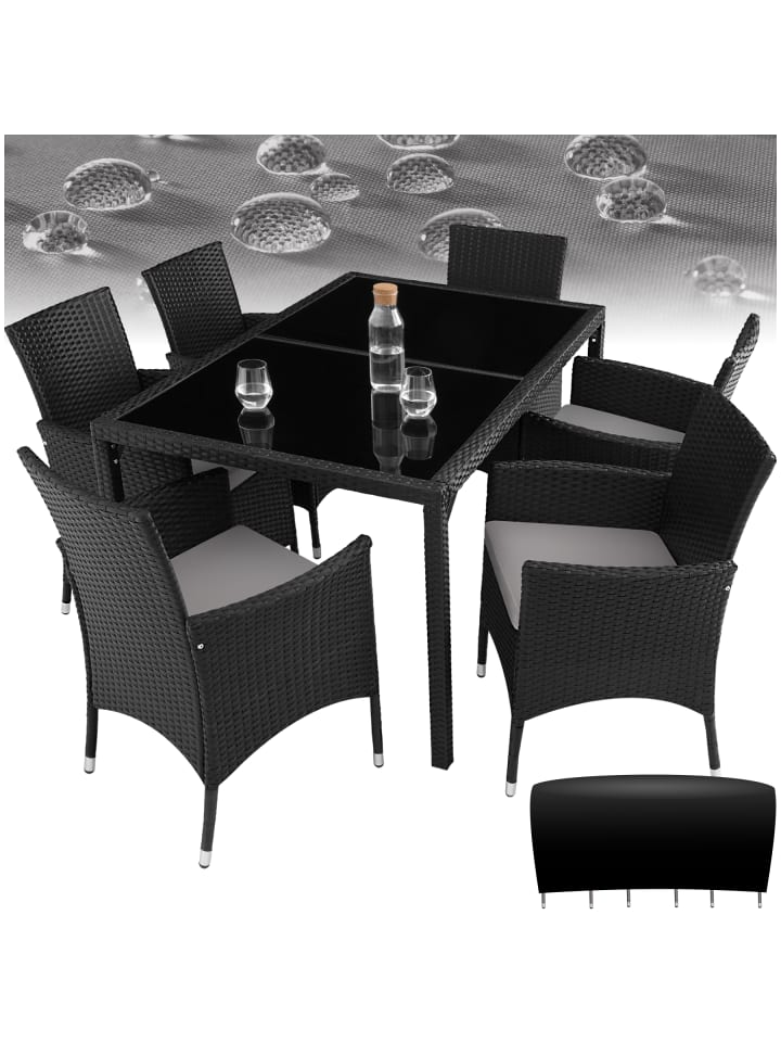 Rattan Gartenlounge für 6 Personen, inklusive Schutzhülle