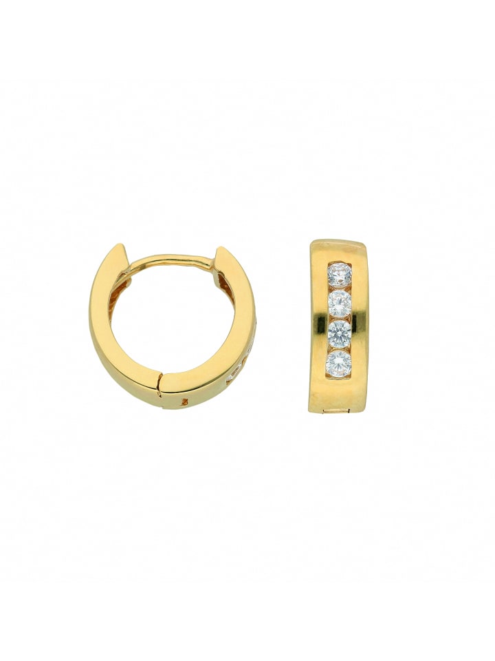 Damen 333 Gold Ohrringe / Creolen mit Zirkonia Ø 12 mm in gold