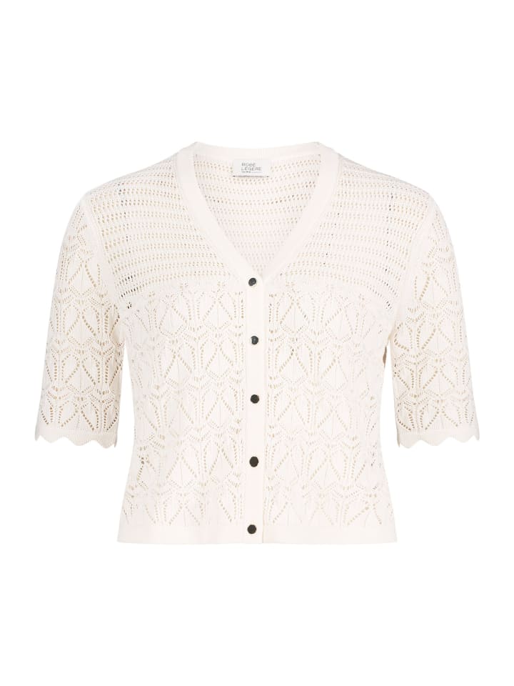 Sommer-Strickjacke mit V-Ausschnitt in Bright Gardenia