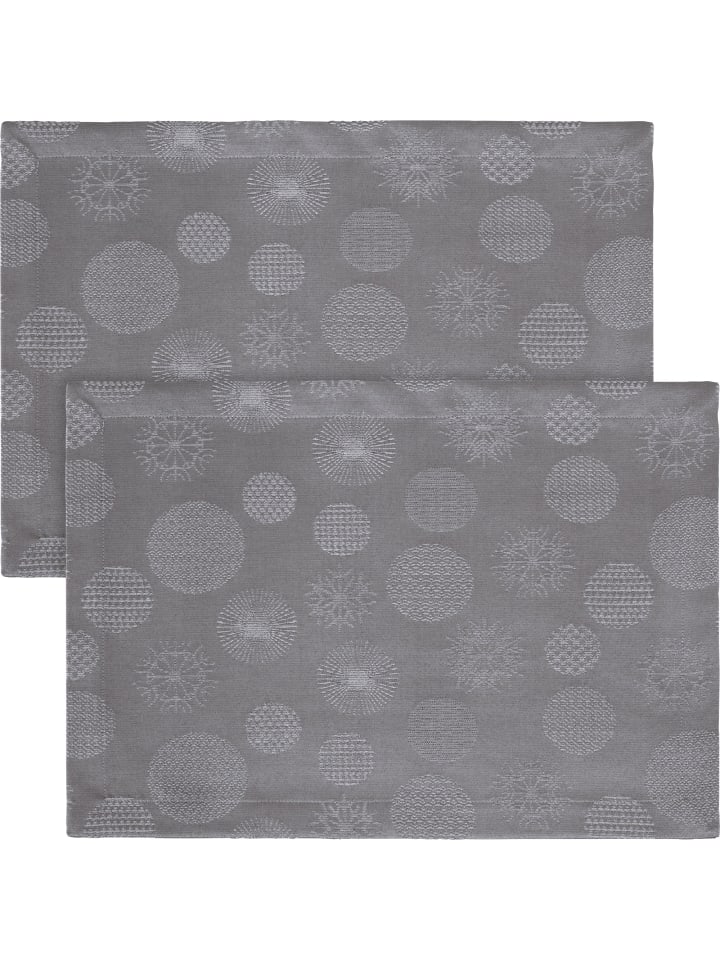 Jacquard, Baumwollmischung Tischset 2er-Pack Calvia in silber