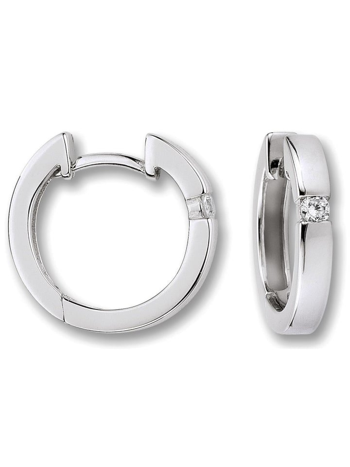 Zirkonia Ohrringe   Creolen aus 925 Silber Ø 2,7 x 15,7 mm in silber