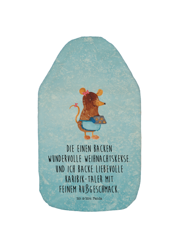 Wärmflasche Maus Kekse mit Spruch in Eisblau